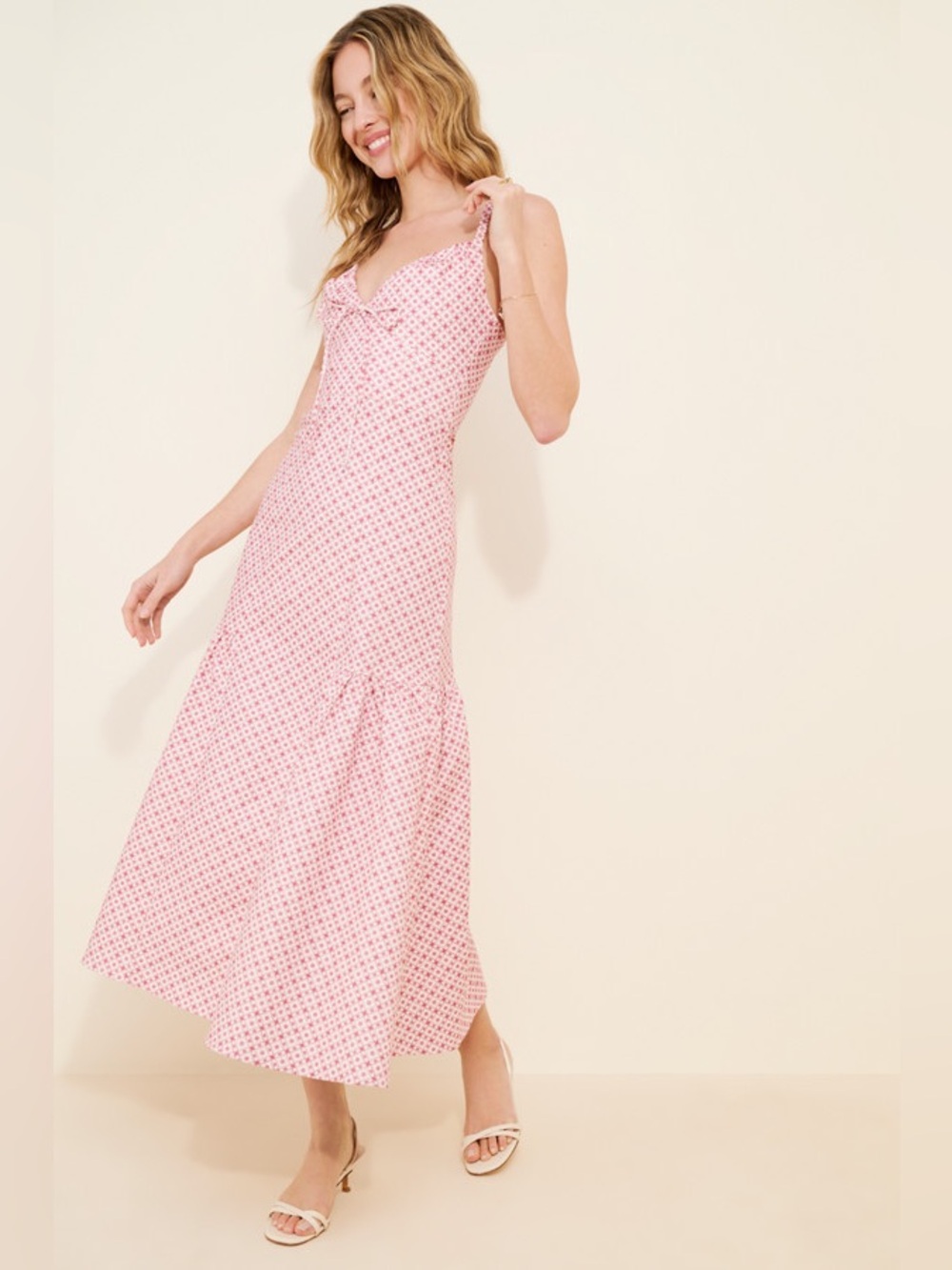 NWT Hill House The Lillie Dress in Rose Circular Lattice, Size XL